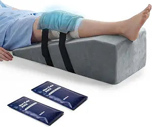 HOMBYS Leg Elevation Pillow After Surgery with 2 Cold Therapy Packs, Post-Surgery Knee Replacement Pillow for Pain Relief & Swelling Reduction, Single Leg Ankle Support, Home Recovery Equipment