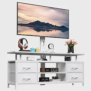 4 Drawers TV Stand Dresser with Mount for 3275 inch TVs, 4 Tiers TV Console with Storage Shelves, Height Adjustable TV Entertainment Center