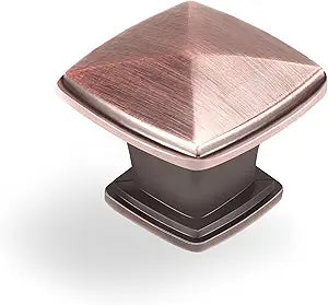 Antique Copper Cabinet Knobs Drawer Knobs 1-1/4 Inch Diameter Single Hole Kitchen Cabinet Hardware Solid Square Knobs for Dresser Drawer Cupboard Cabinet Pulls Handles 20 Pack