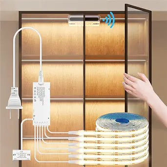 COB LED Strip Lights 12V 6-in-1 Door Sensor Control with 60W Adapter