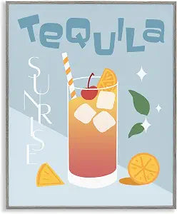 Tequila Sunrise Typography Kitchen, 11 x 14 Inch Framed Gicle Print