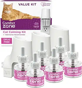 COMFORT ZONE Value Kit: 3 Cat Calming Diffusers & 6 Refills; Cat Pheromones Help Anxiety; Reduce Stress, Urine Marking, Scratching