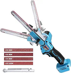Cordless Belt Sander Compatible with Makita 18V Battery, Brushless Detail Sander with 6 Speeds, 3/8'' & 1/2'' Sanding Arms and 16 Sanding Belts(40/60/80/120#) for Wood, Metal and Plastic (Tool Only)