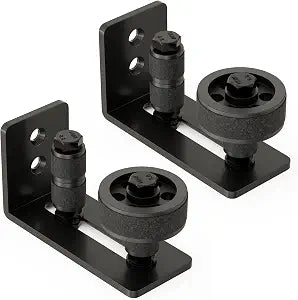 Barn Door Floor Guide, Wall Mounted Barn Door Rollers for Bottom Adjustable Roller, 8 Setup Options Sliding Door Guide, Adjustable Stay Roller with Flush Design and Felt Strips, Black, 2 Pack