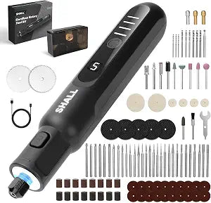 SHALL Cordless Rotary Tool Kit, 3.7V Mini Rotary Tool with 5 Speed and 104 Accessories, Multi-Purpose Power Engraving Tool for Sanding, Cutting, Carving, Drilling, Polishing, DIY Crafts - Type-C