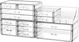 Cq acrylic Clear Make up Organizers for Vanity,Skincare Organizer With 13 Drawers for Dresser,Plastic Cute Desk Accessories Organization and Bathroom Organizers Storage Case Box for Beauty,Skin Care