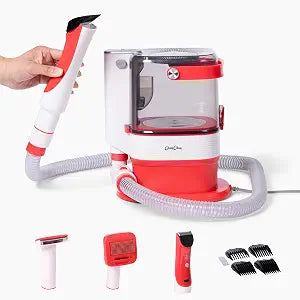 ChomChom Roller Dog Vacuum for Shedding Grooming  Dog Grooming Kit with Dog Brush Vacuum Attachment, Pet Hair Clipper with Guards, Large-Capacity Bin