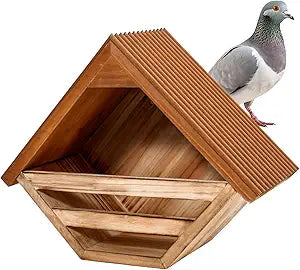 Wooden Dove Nesting Box for Outside, Open Mourning Dove House, Outdoor Weatherproof & Ventilated Pigeon House, Safe & Roosting Shelter for Pigeons, Doves & Medium Birds, Design for Garden, Balcony