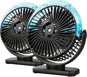 2-Pack Magnetic Fan for Cruise Ship Cabin, 12000mAh Rechargeable Portable Misting Travel Fan, 80kg Strong Magnet Base & Hook, LED Light, Power Output, Approved for Cruise Line & Golf Cart