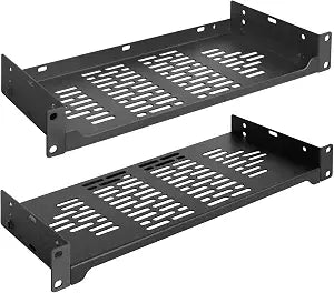 RIVECO 2-Pack 6" 1U Vented Rack Shelf for 19" Server IT Sound Cabinets