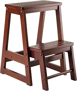Winsome Beech Wood Double Step Stool, Antique Walnut (94022)