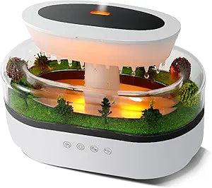 Rain Humidifier Γ Ultrasonic Rainfall Humidifier with Simulated Water Drop Effect, Quiet Mist for Bedroom, Office & Plants