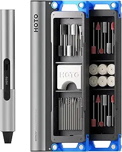 HOTO SNAPBLOQ R-A04 Mini Rotary Tool Kit, Cordless or Corded, Brushless Precision Engraving Pen, 22000RPM Variable Speed, 38 Accessories for 3D Printer Sanding, Polishing, Drilling, Carving DIY Craft