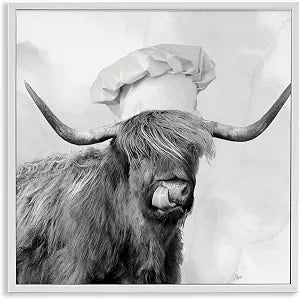 Kitchen Chef Cattle Farmhouse, 17 x 17 Inch Framed Gicle Print