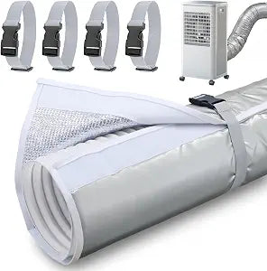Portable AC Hose Insulation Sleeve, 3-Layer Waterproof Exhaust Duct Cover with Aluminum Thermal Foil, Fits 5 & 5.9 Dia x 59L Duct, Easy Wrap Installation