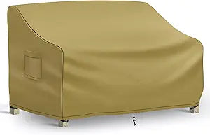 Richwon Outdoor Couch Cover Waterproof, 3-Seater Outdoor Sofa Cover, Patio Furniture Covers with Air Vent and Handles, 70W x 38D x 31H Inches, Khaki