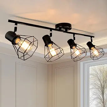 LTBLIGHT 4-Light Track Lighting Fixtures Ceiling Black Spotlight, E26 Base