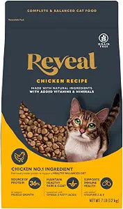 Reveal Chicken Recipe Adult Dry Cat Food 7 lb Bag, Protein, Grain Free, Complete & Balanced with Added Vitamins & Minerals, Cat Food, No Artificial Additives (7 Pound Bag)