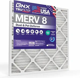 BNX TruFilter 10x24x1 Air Filter MERV 8 (4-Pack) - MADE IN USA  Dust & Pet Defense Electrostatic Pleated Air Conditioner HVAC AC Furnace Filters for Dust, Pet, Mold, Pollen MPR 600  700 & FPR 5