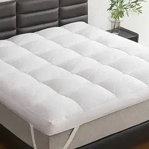 Dual Layer 5 Inch Goose Feather Mattress Topper Full Size, 4 Inch Goose Feather Plus 1 Inch Down Alternative Pillow Top, Medium Firm Featherbed with Adjustable Straps(54"x75", Wavy)