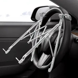 2-in-1 Steering Wheel Laptop Holder - Foldable Aluminum Steering Wheel & Desktop Mount, Adjustable Portable Workstation Table for Truck SUV Tesla