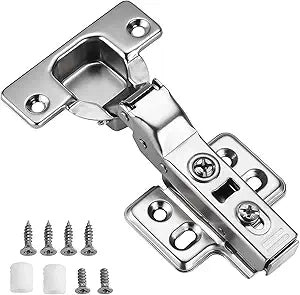 Kimdot Half Overlay 35mm Cup European Hidden Hinge Clip-on Plate for Easy Installation Kitchen,Bathroom Heavy-Duty Frameless Soft Close Hinge Four Hole Mounting Plate Hinges 40PCS