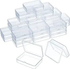SATINIOR 48 Packs Clear Small Plastic Containers Transparent Storage Box with Hinged Lid for Small Items Crafts Jewelry (4.4 x 3.3 x 1.2 Inch)