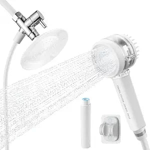 Premium Filtered Dog Shower Attachment, High Pressure Handheld Sprayer with One-Touch Water Control, G1/2" Metal 3-Way Diverter & 100" Hose for Easy Pet Bathing(White Spray Face)