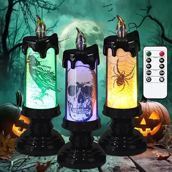 Halloween Flameless Flickering Candle Lights with Remote Timer