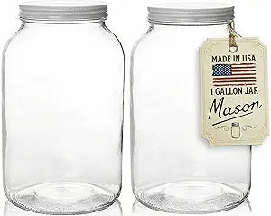 kitchentoolz 1 Gallon Glass Jar with Lid  Gallon Mason Wide Mouth Large Glass Jar for Fermenting, Pickling, Canning, Fermentation Jar, Kombucha, and Food Storage  1 Gallon Jar Made in USA