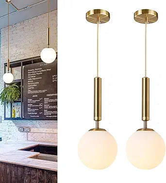 Modern Ceiling Lights Battery Operated Pendant Lights Set Of 2,Gold Battery Chandelier With Wireless Remote Dimmable,10 Colors Modes Rechargeable Bulb For Kitchen,dining Room,living Room,bedroom