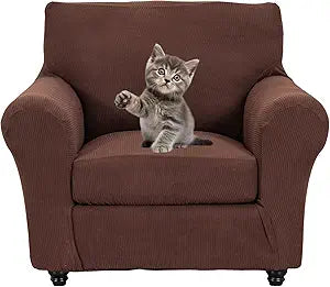 NILUOH Washable Stretch 2 Piece Chair Covers for Living Room  Pet & Kid Friendly, Stain Resistant Furniture Protector, Elastic Fitted Slipcover for Easy Installation and Home Decor
