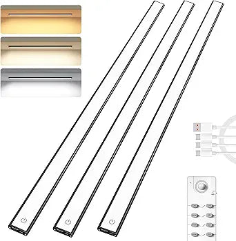 Under Cabinet Lighting,276 LED Wireless Motion Sensor Light Indoor, Rechargeable Closet Lights Battery Operated,Dimmable & 3 Color Temps,Magnetic Under Counter Lights for Kitchen, Closet (80CM,3Pack)