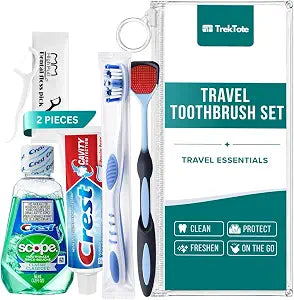 Travel Toothpaste Amd Toothbrush Set with Name Brand Travel Size Toiletries