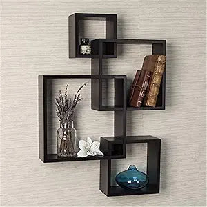 Danya B. BR1023ES Decorative Wall Mount Floating Intersecting Cube Accent Wall Shelf - Espresso