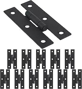 12 Pack 3 Inch Black Powder Coated Wrought Iron H Hinge for Cabinet Doors Kitchen Cabinet Hinge with Hardware