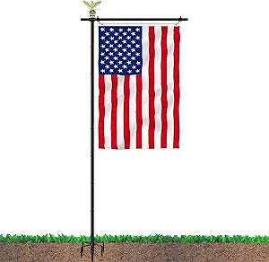 10FT Garden Flag Pole Stand for 3x5 Feet & 28x40 Inch Flags Heavy Duty Freestanding Flagpole with 5-Prong Base Adjustable, Lightweight Aluminum Flag Holder for Yard, Outdoor, Lawn Black