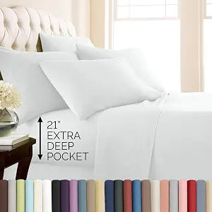 Southshore Fine Living 21 Inch Extra Deep Pocket Queen Sheets Set White