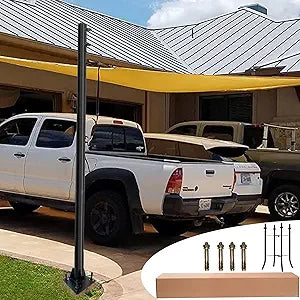 Shade Sail Poles, 11Ft Sun Shade Sail Poles Support Awning Canopy, Outdoor String Light Pole Post Heavy Duty Steel Post Suitable for Garden/Yard/Pool/Patio(Heavy Duty 2.4" Black 1x11Ft Pole)