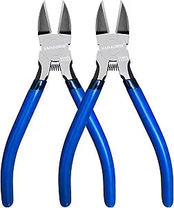 KAIHAOWIN Wire Cutters 2 Pack 6.5 Inch, Flush Cutters Zip Tie Cutters Cable Snips Wire Snips, Spring Loaded Side Cutting Pliers for Jewelry Making Crafts Floral Artificial Flowers Electrical