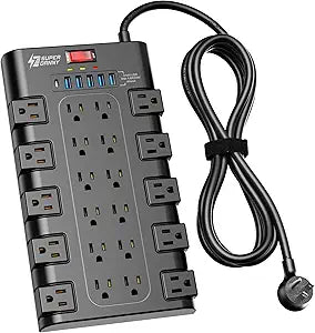 SUPERDANNY Power Strip Surge Protector, 22 AC 6 USB, 2100J, 6.5Ft,1875W/15A