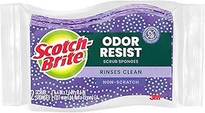 Scotch-Brite Scrub Dots Non-Scratch Scrub Sponge, Rinses Clean, for Washing Dishes and Cleaning Kitchen, 24 Scrub Sponges