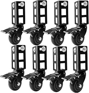 8PCS Storage Rack Caster Wheels,3" Heavy Duty Locking Caster Wheels Warehouse Shelf & Storage Racks Accessories,Fit for Boltless Self Locking Shelving Racks,1000LB Capacity(Black)