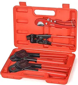 iCrimp IWS-1807CN PEX Crimping Tool Kit with PEX Crimpers, PEX Tubing Cutter, Copper Ring Removal Tool for 1/2 & 3/4 Copper Crimp Rings, Meets ASTM F1807 Standard