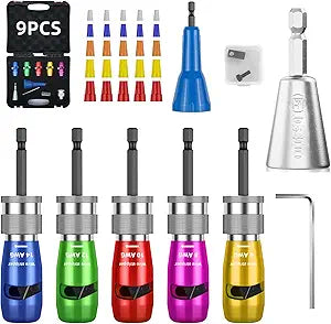 Wire Stripper Twister Tool for Drill, Upgraded US Regulations Impact Wire Stripping Tool & Wire Twisting Connector for Drill 6-14 AWG, 9 in 1 Professional Electrician Tools Gift Set