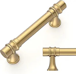 Amerdeco 10 Pack Heavy Duty Solid Zinc Alloy Champagne Bronze Cabinet Pulls - 3" Hole Centers (76mm) Champagne Gold Handles Suitable for Kitchen, Bathroom Drawers and Furniture Handles