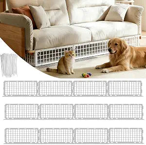 12 PCS Under Couch Blocker & Under Bed Blocker for Sofa, Adjustable Furniture Couch Blocker with 100 Ties, Couch Blockers for Dogs, Cats Toys, Stop Small Items from Hiding Under Sofa Couch Bed