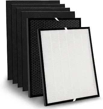 6-Pack Replacement Filter Compatible with AD3000 AD3000M AD3000Pro Air Purifier, Includes 1 High-Efficiency Filter, 1 Activated Carbon VOC Filter & 4 Extra Pre-Filters, Premium 3-Stage Filtration