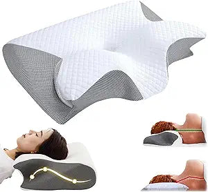 Cloudfaser Pro Pillow, Memory Foam Cervical Pillow, 2 in 1 Ergonomic Contour Orthopedic Pillow for Neck Pain, Contoured Support Pillows for Side Back Stomach Sleepers
