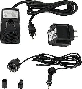 Sunnydaze 200 GPH Submersible Water Pump  12W, 12V Small Fountain Pump with Adjustable Flow, White LED Light & Transformer for Outdoor Fountains, Bird Baths, Aquariums